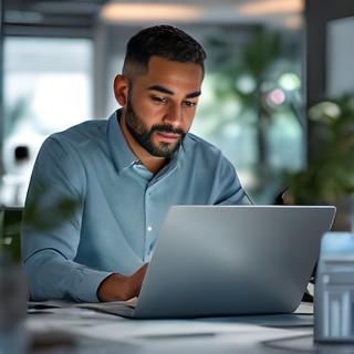 Senior recruiter σε σύγχρονο γραφείο που αξιολογεί υποψηφίους σε φορητό υπολογιστή